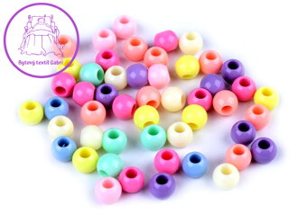 Plastové korálky s velkým průvlekem / plavkové 8x10 mm pastelový mix
