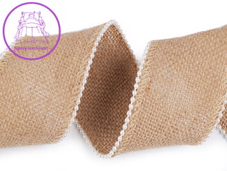 Jutová stuha s perličkami šíře 65 mm