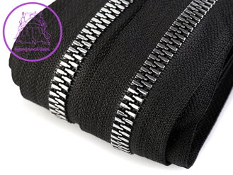 Zip kostěný se stříbrnými zoubky šíře 8 mm metráž