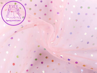 Organza s puntíky AB duhový efekt