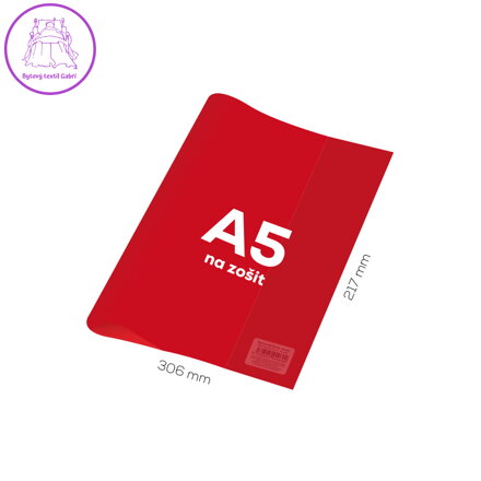 Obal na sešit A5 PVC 306x217 mm - průhledný/červený