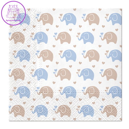 Ubrousky PAW L 33x33cm Baby Elephants blue