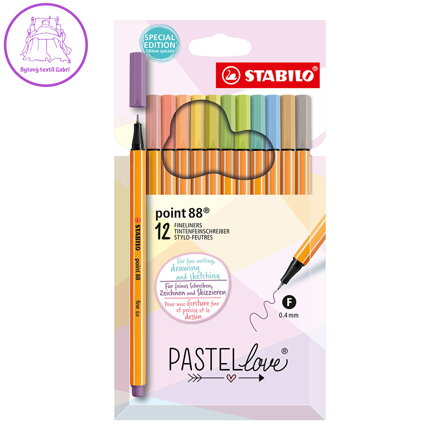 Liner STABILO point 88 Pastel Love, hrot 0,4mm - sada 12 ks