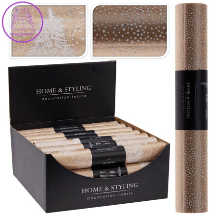 Organza látková 28x250 cm - stromek /tečky, zlatá barva (mix)