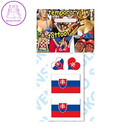 Tetovací obtisky - vlajky ČR (srdíčka + 2 vlajky)