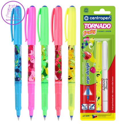 Pero kuličkové CENTROPEN 2675/2 Tornado Fruity + zmizík, blistr