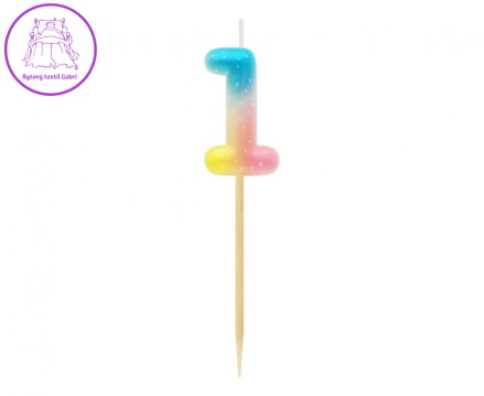 Dortová svíčka - číslo "1" pastelová ombré 11 cm