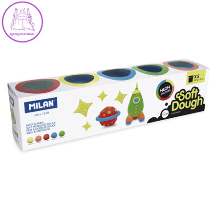 Plastelína MILAN Soft Dough neonové barvy - sada 5 ks