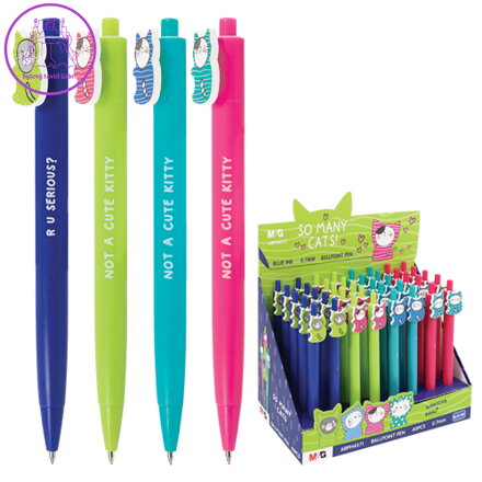 Pero kuličkové M&G So Many Cats 0,7 mm, modré