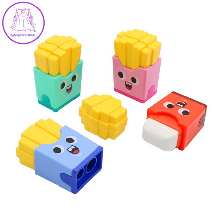 Ořezávátko Chipsy, 2 různé otvory + guma (mix barev) Ořezávátko Chipsy, 2 různé otvory + guma (mix barev)