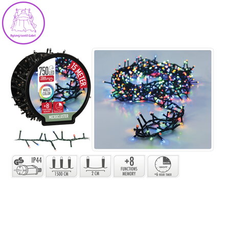 Dekorační osvětlení vnějšek. - řetěz 750 LED barevné, délka 15 m /230V