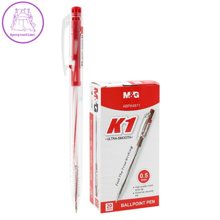 Kuličkové pero M&G K1 (0,5 mm) - červená náplň