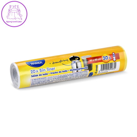 Vrecia na odpad 30 l (HDPE) zaťahovacie biele 50 x 60 cm  [20 ks]