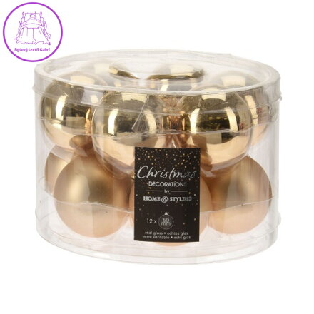 Vánoční koule 50 mm skleněné 12 ks mix zlatá/matná