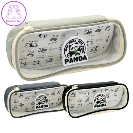 Penál Panda s chlopní a průhledným víkem, prázdný (mix barev)