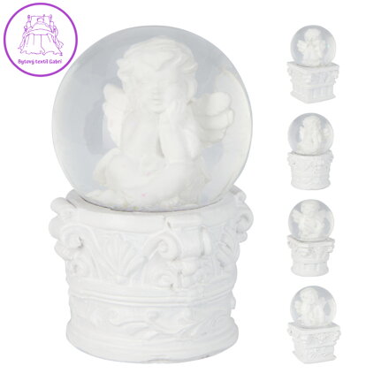 Sněhová koule 45x45x60 mm s figurkou anděla (mix 4 vzorů /cena za 1 ks)