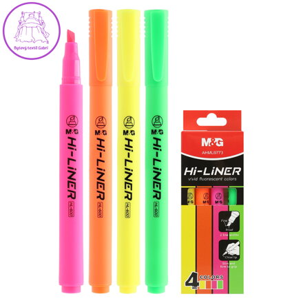 Zvýrazňovač M&G Hi-Liner Fluo - sada 4 barvy