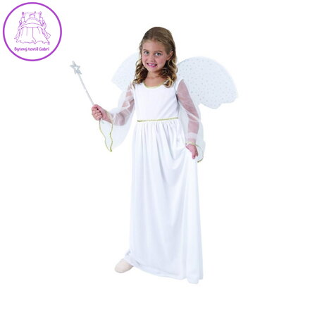 Dětský kostým Anděl (dlouhé šaty, křídla), velikost 110/120 cm