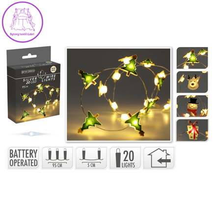 Světelný řetěz 20 mikro LED bílý teplý, délka 95 cm (4 varianty)