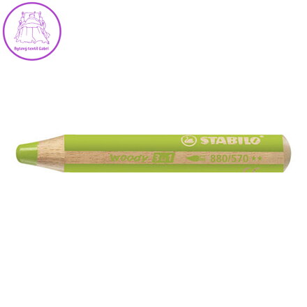 Pastelka STABILO woody 3 v 1 - barvička, vodovka, voskovka - světle zelená