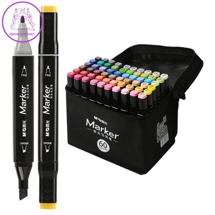 Fixy M&G Marker oboustranné, sada 60 ks v tašce