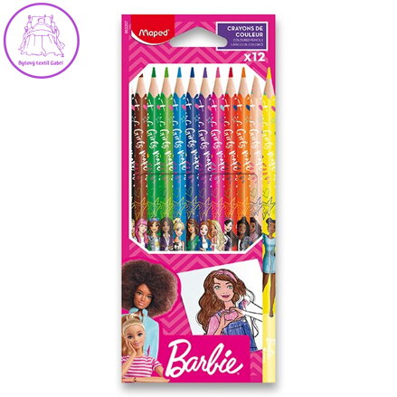 Bezdřevé barvičky MAPED Barbie 12 ks