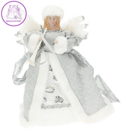 Figurka anděla jako ozdoba na vánoční stromek 33 cm - stříbrná Figurka anděla jako ozdoba na vánoční stromek 33 cm - stříbrná