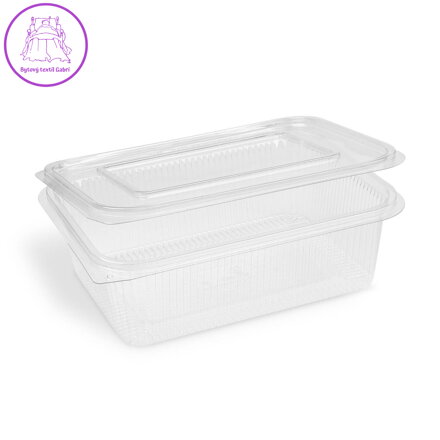 Miska (rPET) s viečkom hranatá priehľadná 1500ml [50 ks]