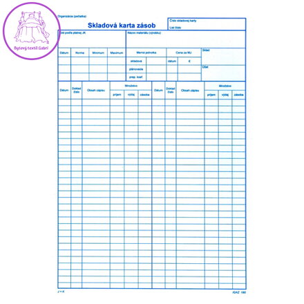Skladová karta A4 - typ A (190)