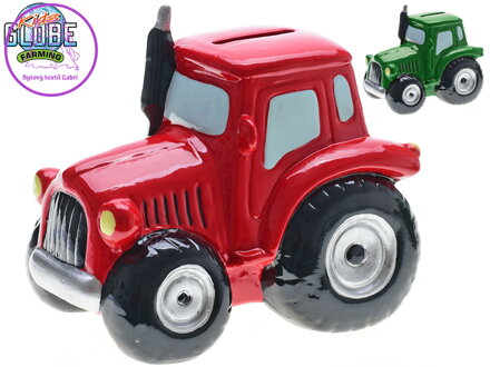 Kids Globe Farming pokladnička porcelánová traktor 15,5x11x13,8 cm - 2 barvy