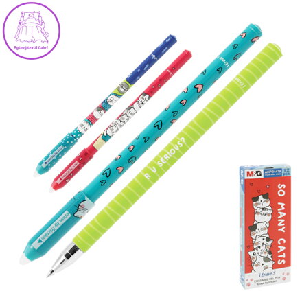 Roller gelový/gumovací M&G iErase So Many Cats Pencil 0,5 mm, modrý