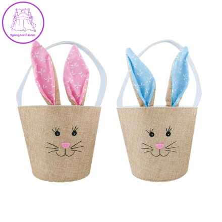 Košík textilní zajíček s ušima 18x15,5 cm