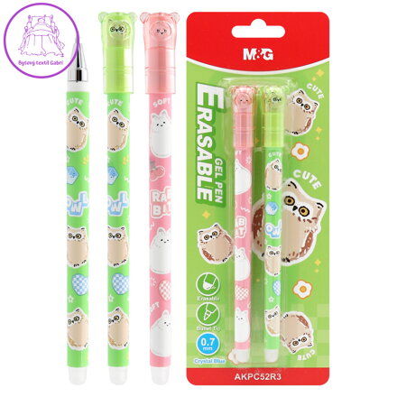 Gelový/gumový váleček M&G iErase Soft Animals - Sova (0,7 mm) modrá náplň