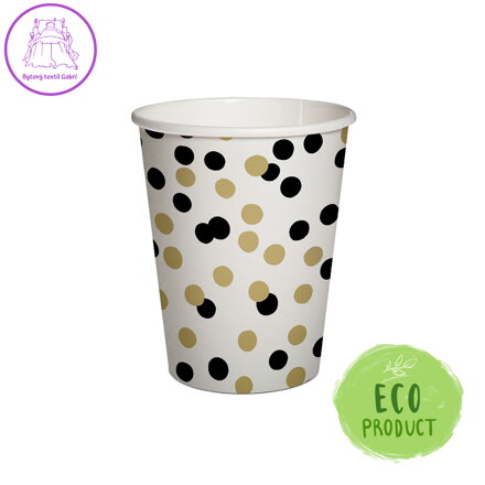 Papírový pohár PAW Eco 250 ml Confetti - gold / black