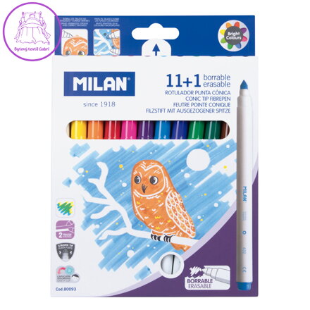 Fixy MILAN zmizikovatelne - sada 11 ks + zmizík