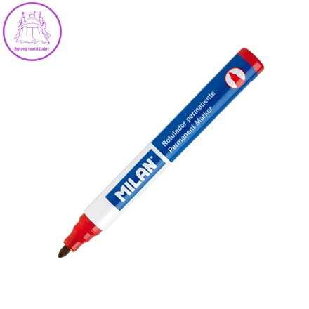 Popisovač MILAN Permanent Marker - červený na plasty, sklo,gumu,  kožu, kovy