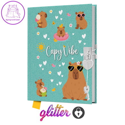 Památník JUNIOR 14x18 cm, 80 list. čistý se zámkem - Capy Vibe