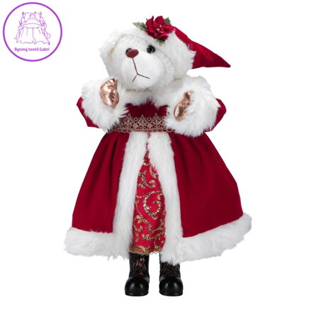 Vánoční dekorace - Medvědice ve vánočním oblečení 50 cm, červená barva