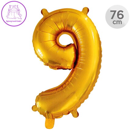 Balón narozeninový 76 cm - číslo 9, zlatý