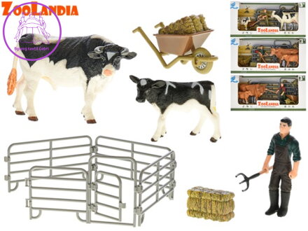 Zoolandia kráva s telátkem a doplňky 4druhy v krabičce