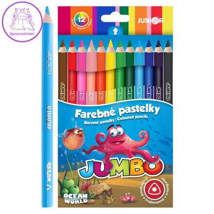 Pastelky Ocean World trojhranu JUMBO 12 ks