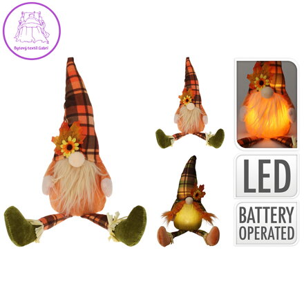 Vánoční skřítek 53 cm s LED světlem (2 varianty)
