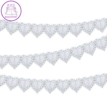 Věnec Bílá srdce, papír, 3 m Věnec Bílá srdce, papír, 3 m