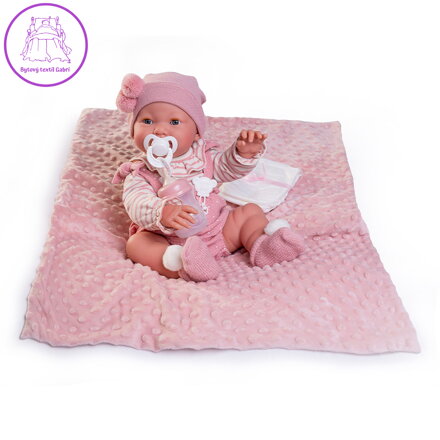 Novorozená panenka Mia s růžovou dekou, 42 cm Novorozená panenka Mia s růžovou dekou, 42 cm