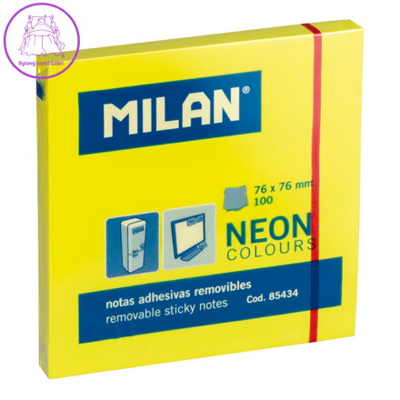 Blok lep NEON MILAN 76 x 76 mm žlutý