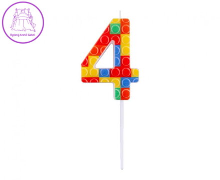 Dortová svíčka - číslice "4" Bloky 10,5 cm