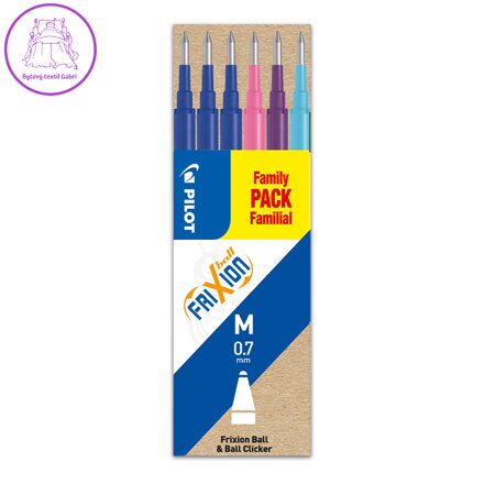 Náplň gumovací PILOT Frixion 0,7 mm/6 ks - modrá, růžová, černá, světle modrá