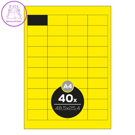 Etikety PRINT A4 / 100 ks, 48,5x25,4 - 40 etiket, žluté