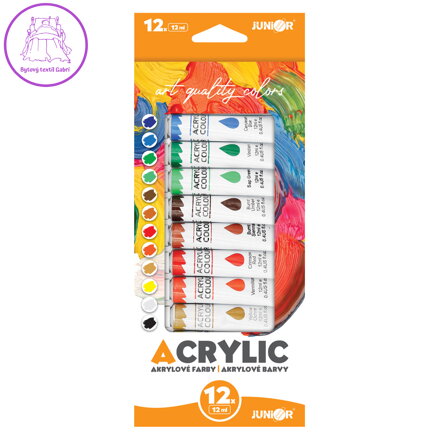 Akrylové barvy JUNIOR 12 ml - sada 12 ks