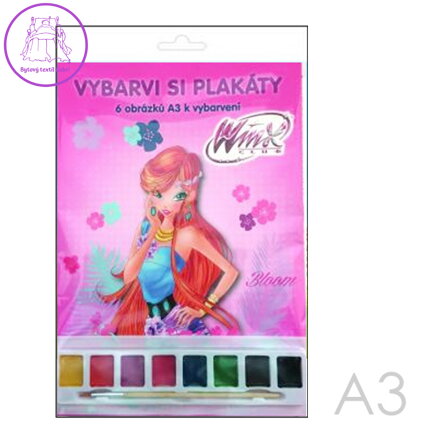 Omaľovánky A3 Akim plagátové /6ks/ - Winx Club s vodovými farbami